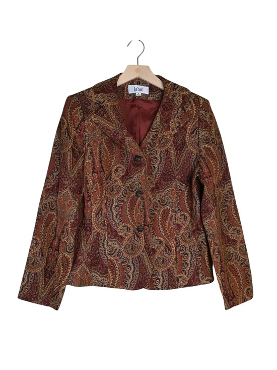 Le Suit Jackets & Blazers - Le Suit Women's 8 Rust Gold Tapestry Paisley Print Three Button Blazer